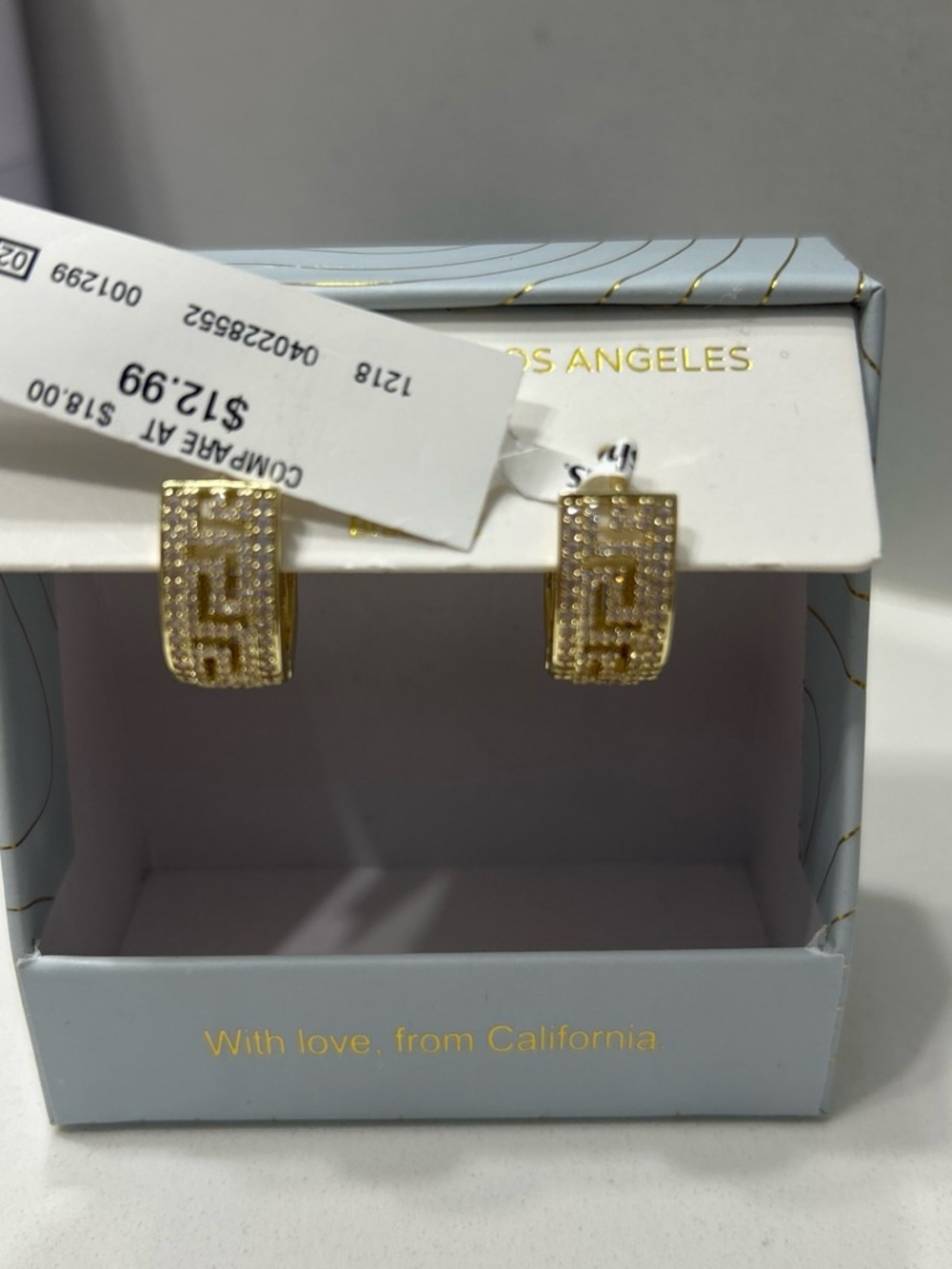 eye candy Gold Pavé Geometric Huggie Earrings